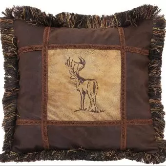 NWT 2 pc Pillow Cases~Cabin Big Buck DEER brown cream LODGE wilderness  trees 