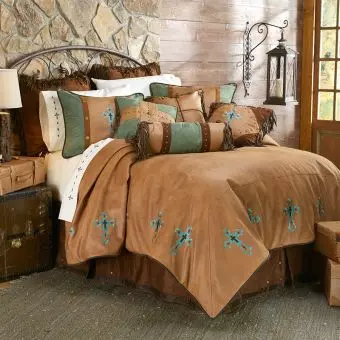 Southwestern Bedding King Quilt Set Farm Western Country Cabin Lodge Striped 3Pc 