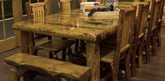 Cedar Log Dining Tables For Rustic, Cedar Dining Table And Chairs