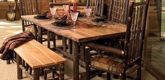 Hickory Log Dining Tables And Chairs