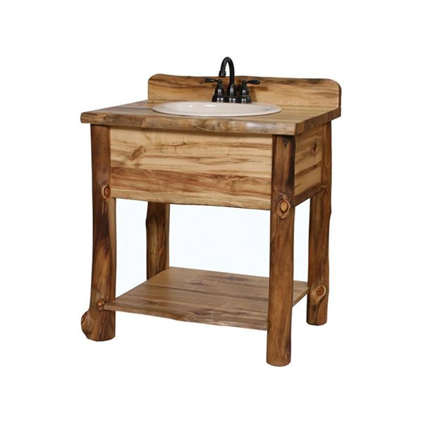 Rustic Aspen Log Open Vanity