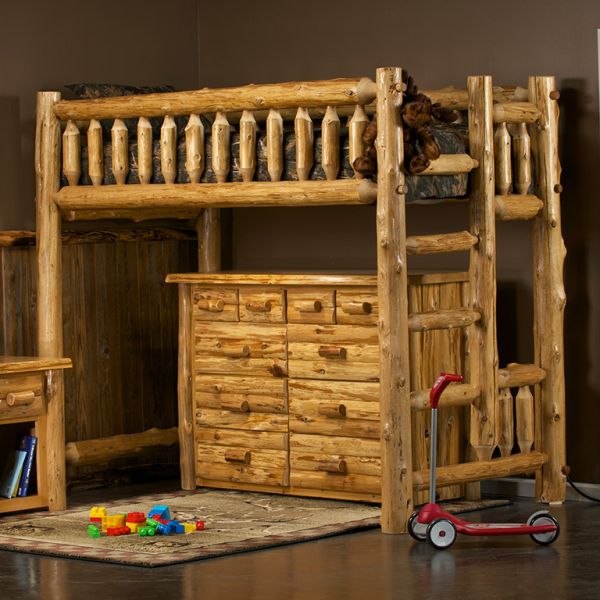 Rustic Cedar Log Loft Bed, Rustic Cedar Bunk Beds