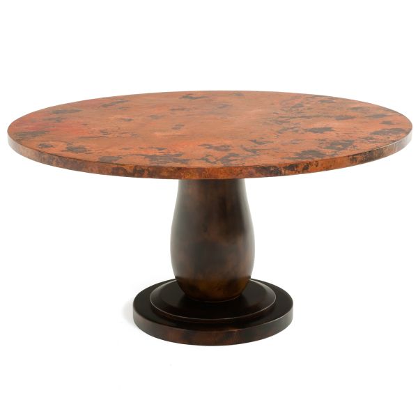 Hand Hammered Copper Pedestal Base, Hammered Copper Oval Dining Table
