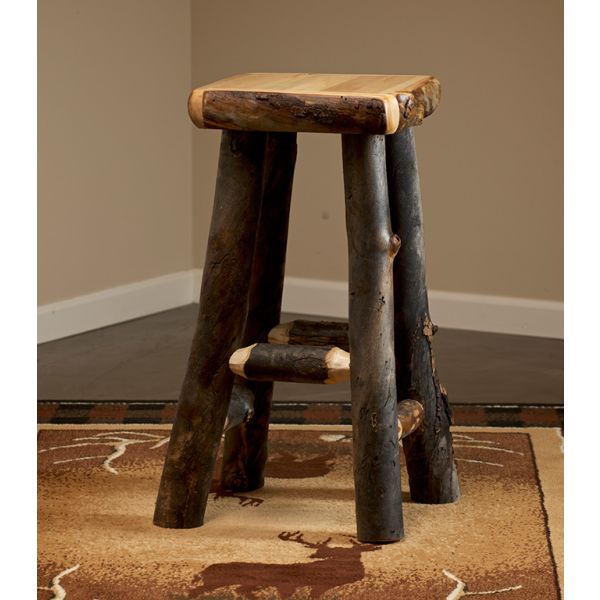 Rustic Hand Peeled Aspen Log Bar Stool 0007