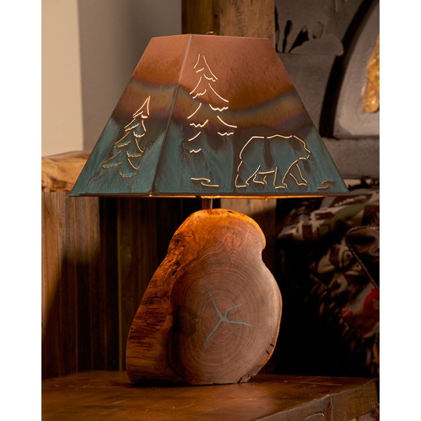Western Mesquite Lamp With Real Copper, Mesquite Wood Table Lamps
