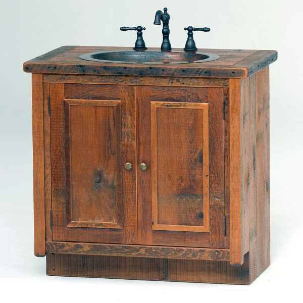 Rustic Reclaimed Barn Wood Sink Center, 24 Inch Barnwood Bathroom Vanity