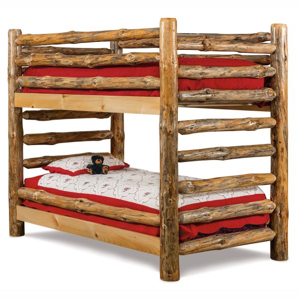 Backwoods Pine Log Bunk Bed, Log Bunk Beds