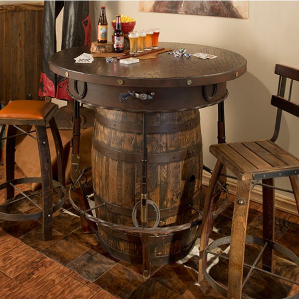 Whiskey Barrel Pub Table, Whiskey Barrel Pub Table And Chairs