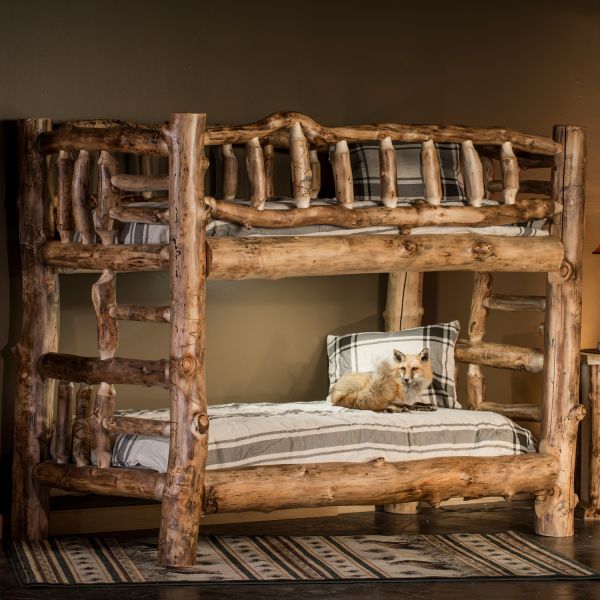 Rustic Aspen Log Bunk Beds, Log Bunk Bed Kits