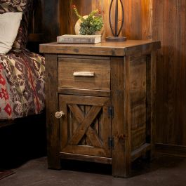 Rustic Antler & Barnwood Nightstand