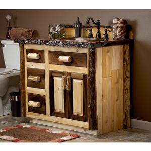 Rustic Cedar and Black Walnut Over the Toilet Cabinet