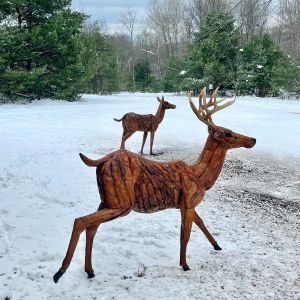 Rustic Driftwood Whitetail Deer - Picture shown is a customer photo of deer they stained. Your deer will arrive unfinished.