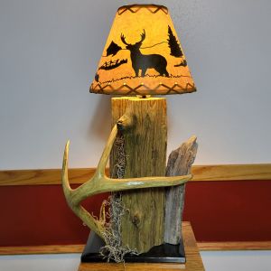 Driftwood and Antler Lamp (Taller Driftwood with shorter stem)