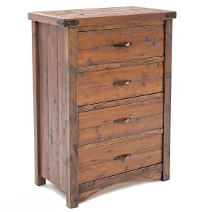 Rustic 3 Drawer Weathered Wood Nightstand