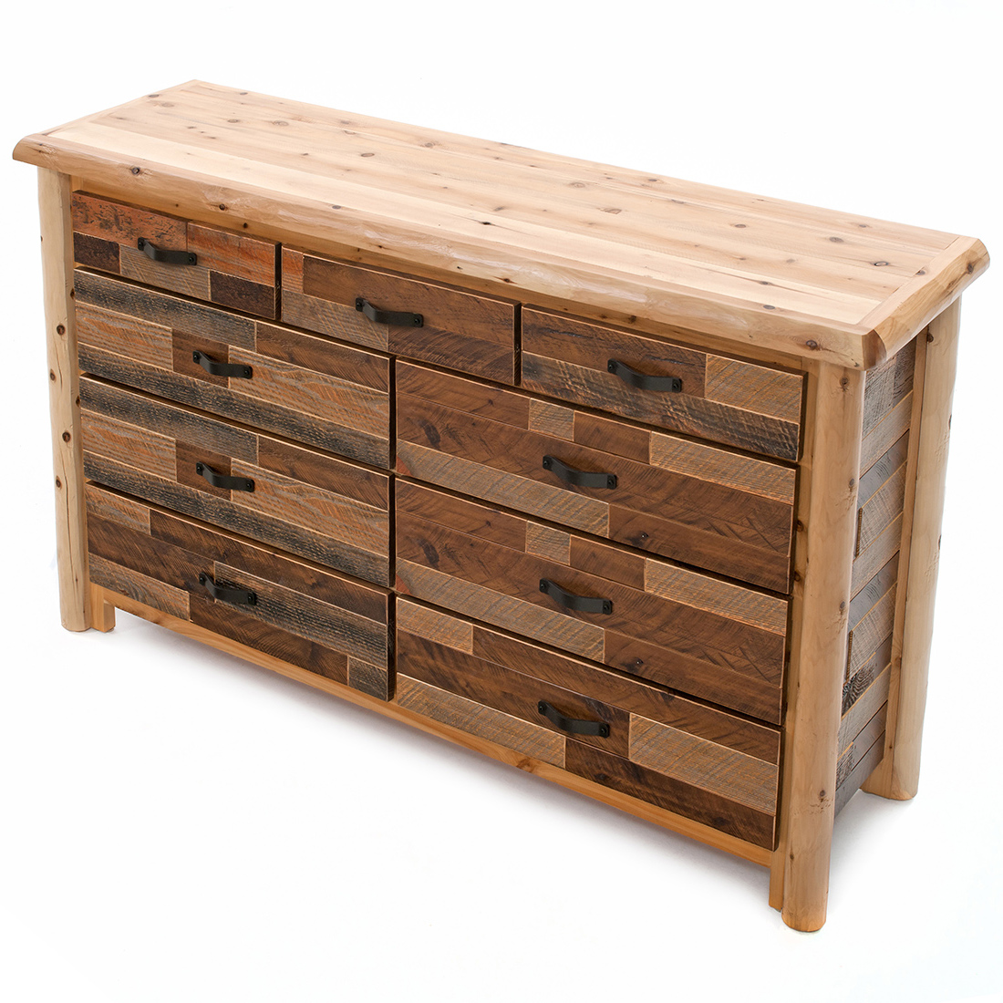 Rustic Nine Drawer Cedar Log Dresser